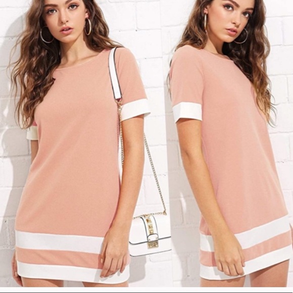 Chic Nation Dresses & Skirts - Dusty pink color block dress